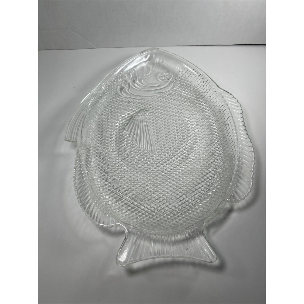 Anchor Hocking Vintage Clear Glass‎ FISH Platter 16 Inches